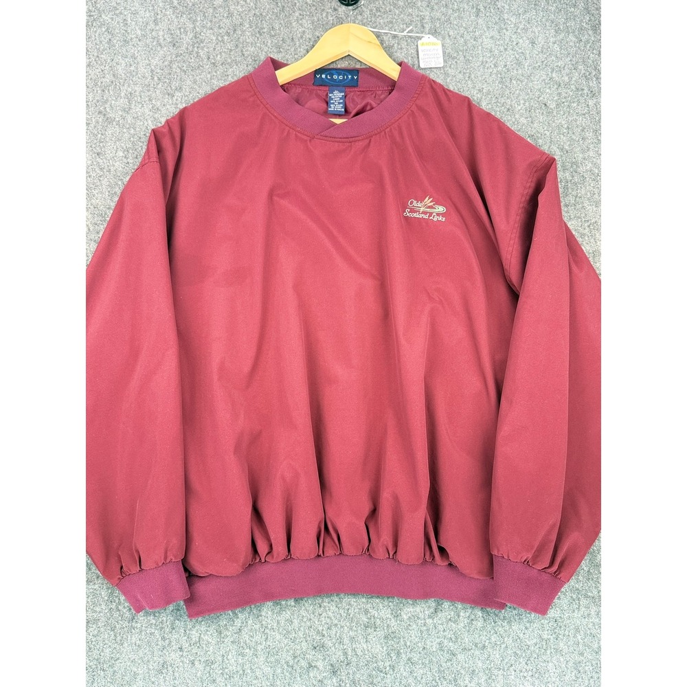 Vintage Velocity Olde Scotland Links Golf Windbreaker Mens XL Maroon Pullover